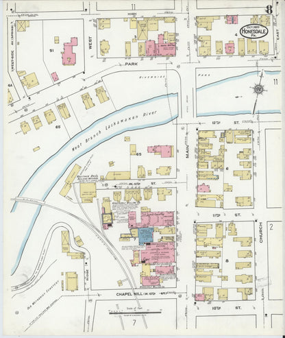 Sanborn Fire Insurance Map from Honesdale, Wayne County, Pennsylvania (1920), Sheet #0008 - Complete Map Set gallery image, historic Sanborn map, vintage wall art, Pennsylvania Pennsylvania