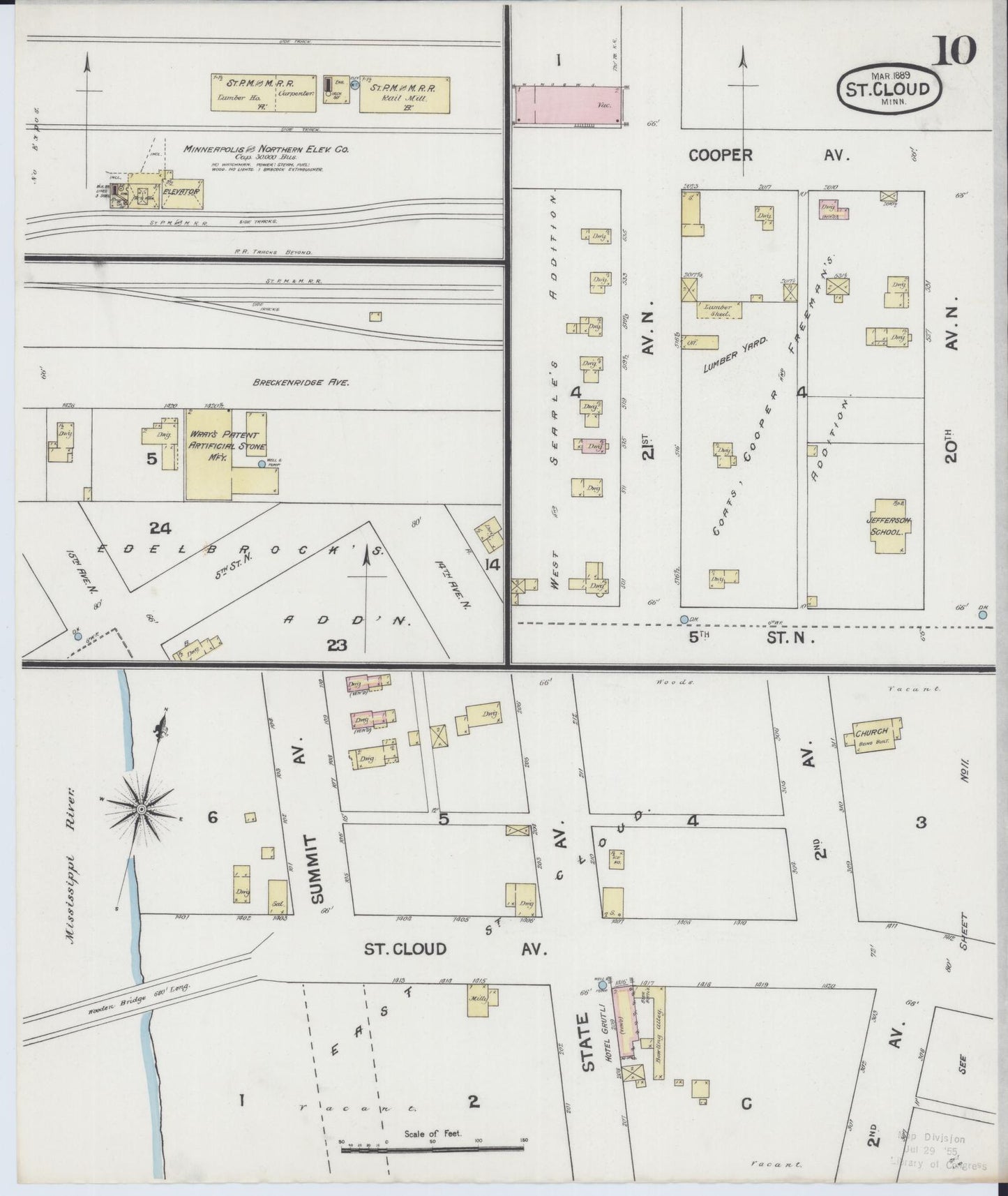Sanborn Fire Insurance Map from Saint Cloud, Stearns, Benton, and Sherburne Counties, Minnesota (1889), Sheet #0010 - Complete Map Set gallery image, historic Sanborn map, vintage wall art, Minnesota Minnesota