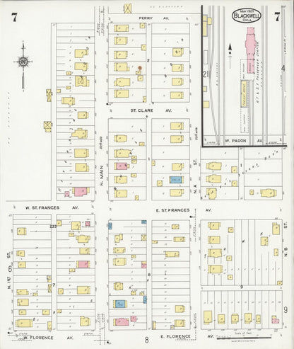 Sanborn Fire Insurance Map from Blackwell, Kay County, Oklahoma (1925), Sheet #0007 - Complete Map Set gallery image, historic Sanborn map, vintage wall art, Oklahoma Oklahoma