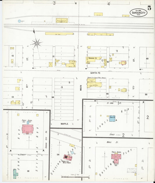 Sanborn Fire Insurance Map from Garden City, Finney County, Kansas (1899), Sheet #0005 - Historic Sanborn Fire Insurance Map Print, vintage old map wall art, antique decor, genealogy gift, Kansas Kansas map