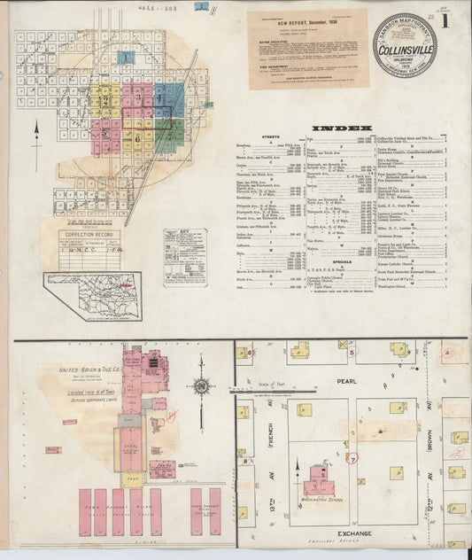 Sanborn Fire Insurance Map from Collinsville, Tulsa County, Oklahoma (1936), Sheet #0001 - Historic Sanborn Fire Insurance Map Print, vintage old map wall art, antique decor, genealogy gift, Oklahoma Oklahoma map