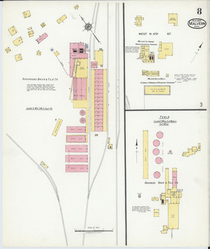 Sanborn Fire Insurance Map from Malvern, Hot Springs County, Arkansas (1920), Sheet #0008 - Complete Map Set gallery image, historic Sanborn map, vintage wall art, Arkansas Arkansas