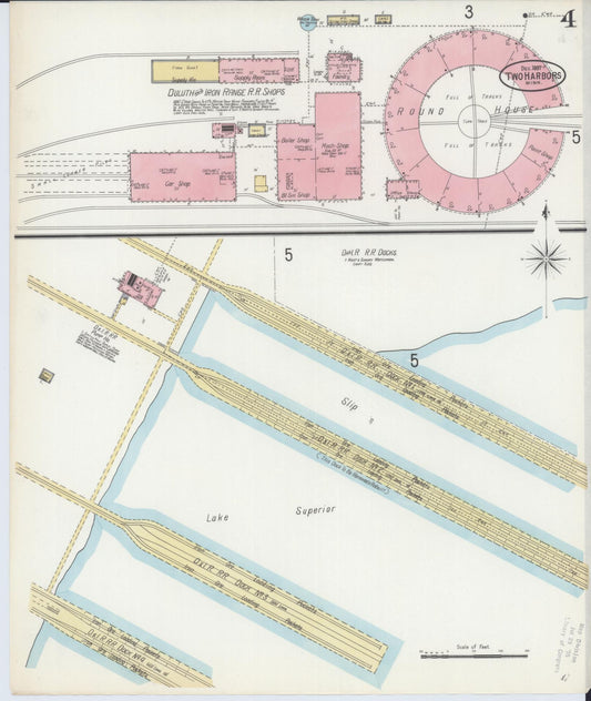 Sanborn Fire Insurance Map from Two Harbors, Lake County, Minnesota (1897), Sheet #0004 - Historic Sanborn Fire Insurance Map Print, vintage old map wall art, antique decor, genealogy gift, Minnesota Minnesota map