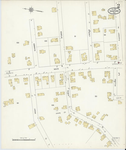 Sanborn Fire Insurance Map from Sanford, York County, Maine (1912), Sheet #0002 - Complete Map Set gallery image, historic Sanborn map, vintage wall art, Maine Maine