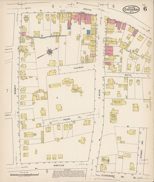 Sanborn Fire Insurance Map from Oyster Bay, Nassau County, New York (1922), Sheet #0006 - Historic Sanborn Fire Insurance Map Print, vintage old map wall art, antique decor, genealogy gift, New York New York map