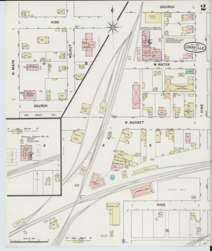 Sanborn Fire Insurance Map from Orrville, Wayne County, Ohio (1889), Sheet #0002 - Complete Map Set gallery image, historic Sanborn map, vintage wall art, Ohio Ohio