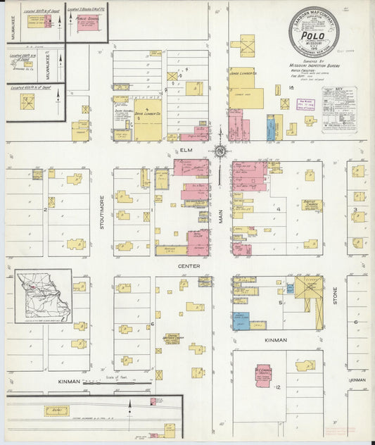 Sanborn Fire Insurance Map from Polo, Caldwell County, Missouri (1916), Sheet #0001 - Historic Sanborn Fire Insurance Map Print, vintage old map wall art, antique decor, genealogy gift, Missouri Missouri map