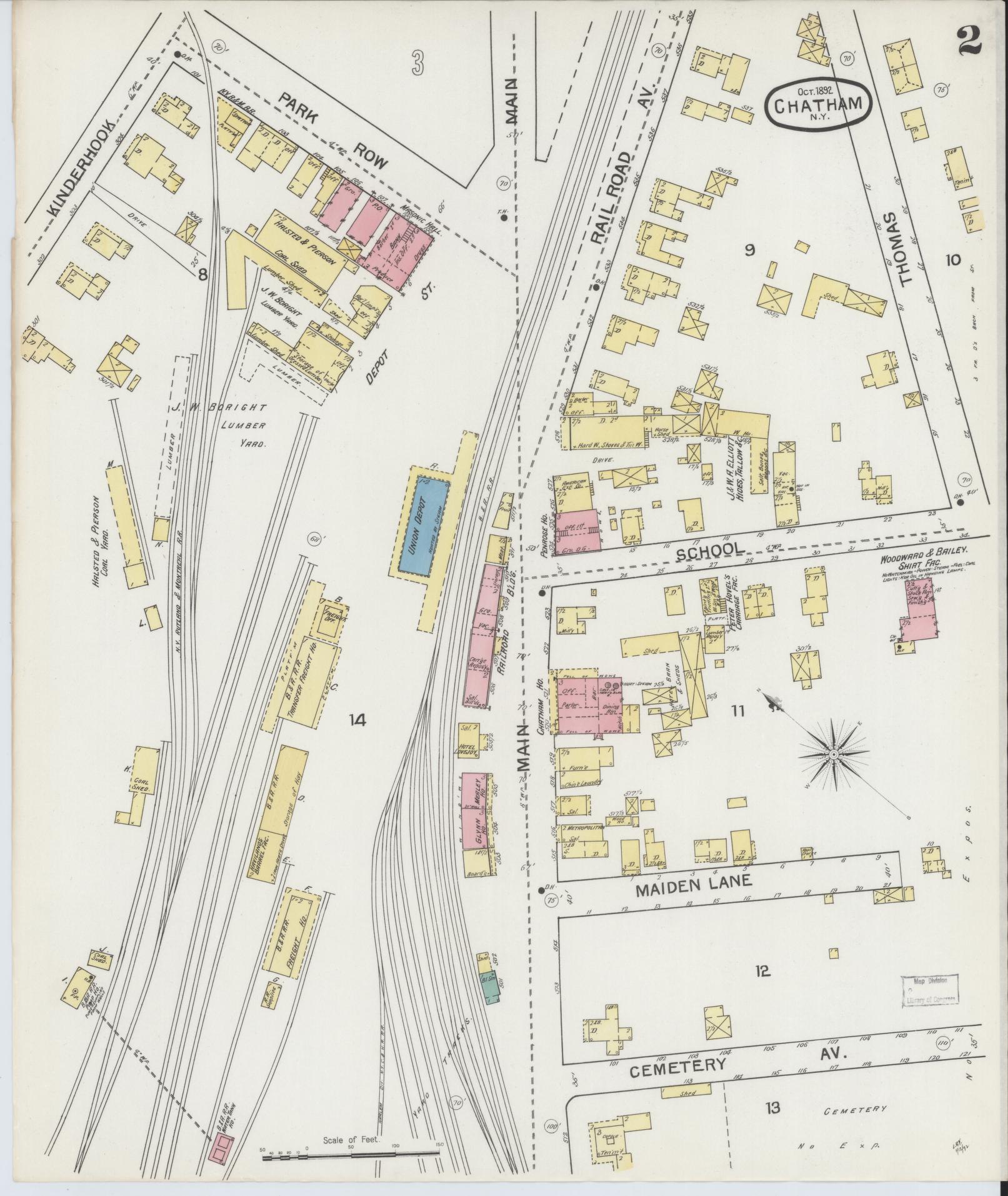 Sanborn Fire Insurance Map from Chatham, Columbia County, New York (1892), Sheet #0002 - Complete Map Set gallery image, historic Sanborn map, vintage wall art, New York New York
