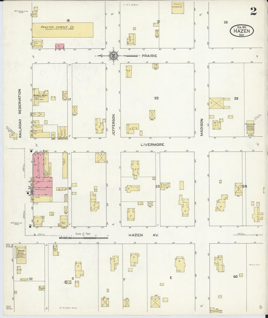 Sanborn Fire Insurance Map from Hazen, Prarie County, Arkansas (1913), Sheet #0002 - Historic Sanborn Fire Insurance Map Print, vintage old map wall art, antique decor, genealogy gift, Arkansas Arkansas map