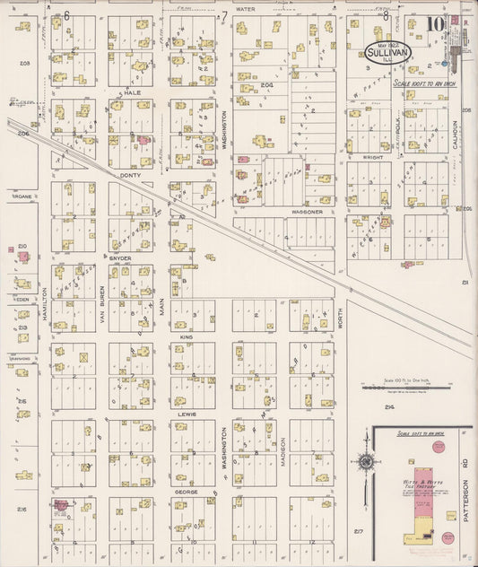 Sanborn Fire Insurance Map from Sullivan, Moultrie County, Illinois (1922), Sheet #0010 - Historic Sanborn Fire Insurance Map Print, vintage old map wall art, antique decor, genealogy gift, Illinois Illinois map