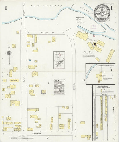 Sanborn Fire Insurance Map from Monticello, Aroostook County, Maine (1925), Sheet #0001 - Complete Map Set gallery image, historic Sanborn map, vintage wall art, Maine Maine