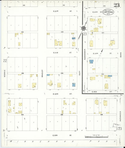 Sanborn Fire Insurance Map from Cheyenne, Laramie County, Wyoming (1912), Sheet #0023 - Complete Map Set gallery image, historic Sanborn map, vintage wall art, Wyoming Wyoming