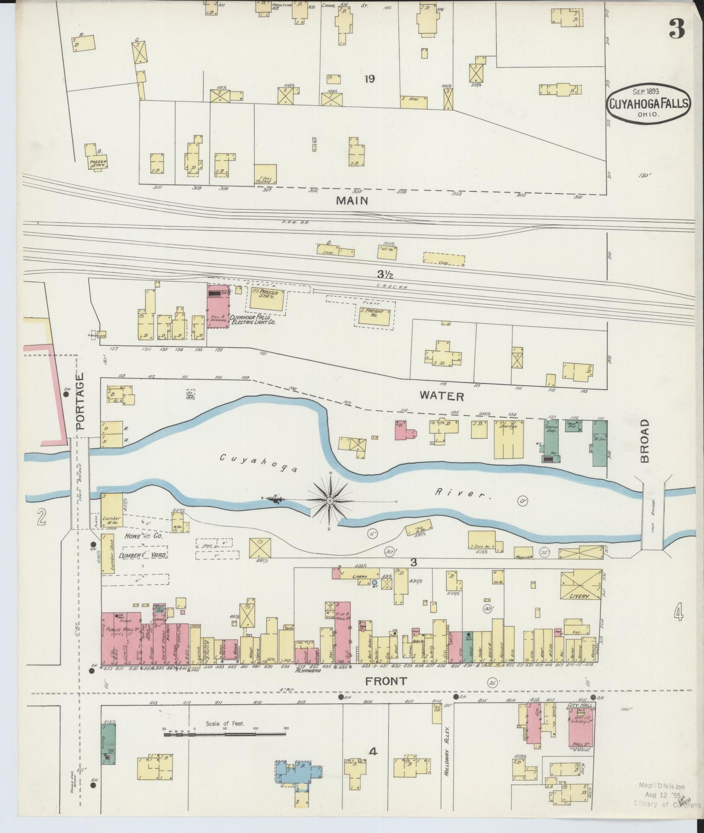 Sanborn Fire Insurance Map from Cuyahoga Falls, Summit County, Ohio (1893), Sheet #0003 - Historic Sanborn Fire Insurance Map Print, vintage old map wall art, antique decor, genealogy gift, Ohio Ohio map