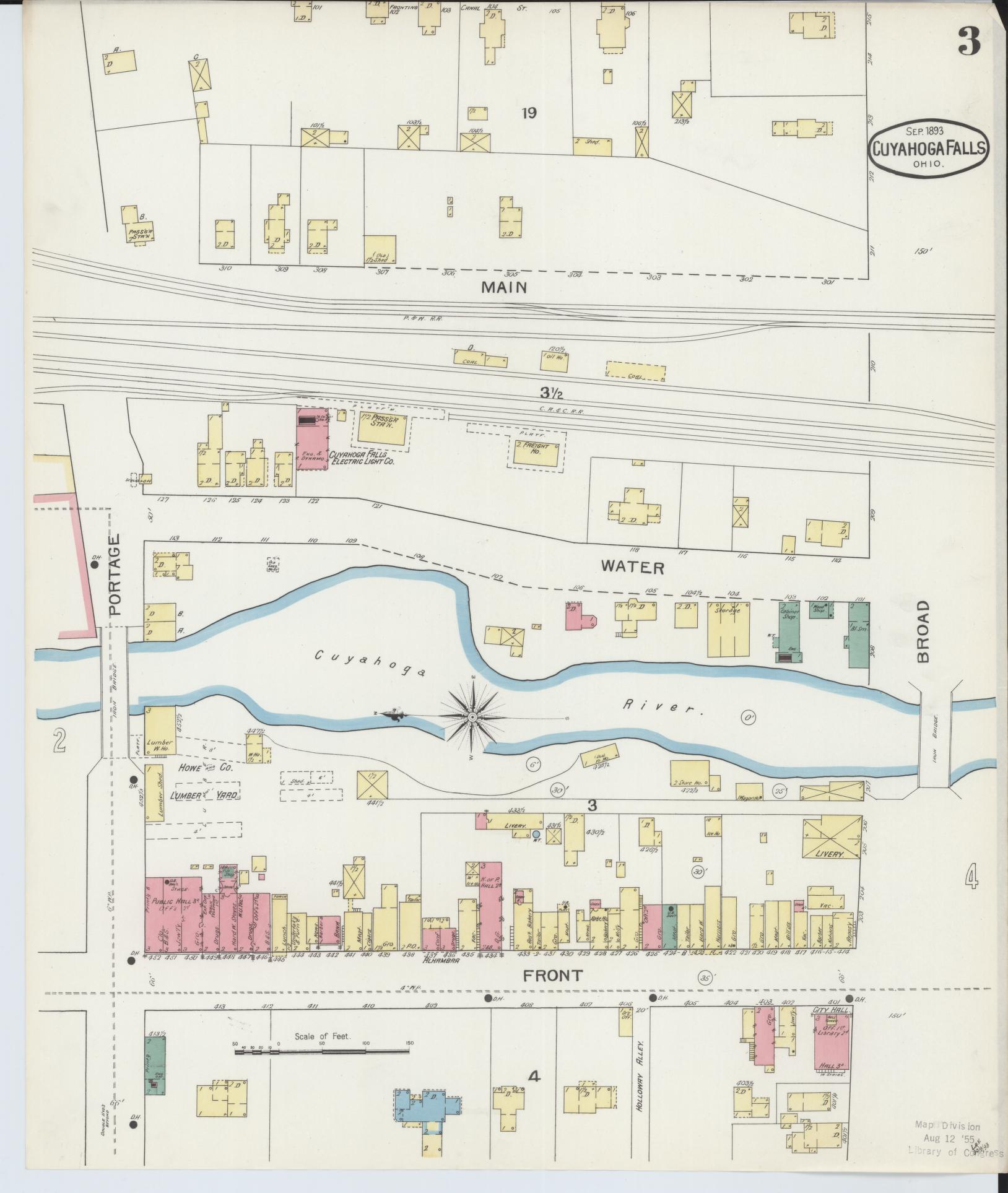 Sanborn Fire Insurance Map from Cuyahoga Falls, Summit County, Ohio (1893), Sheet #0003 - Historic Sanborn Fire Insurance Map Print, vintage old map wall art, antique decor, genealogy gift, Ohio Ohio map