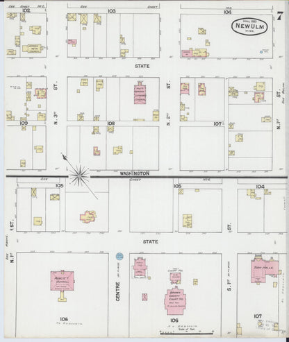 Sanborn Fire Insurance Map from New Ulm, Brown County, Minnesota (1889), Sheet #0007 - Historic Sanborn Fire Insurance Map Print, vintage old map wall art, antique decor, genealogy gift, Minnesota Minnesota map