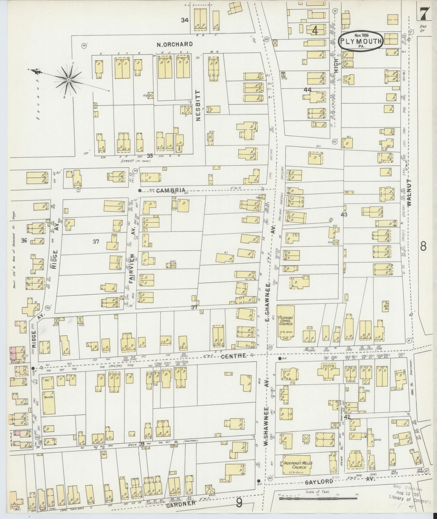 Sanborn Fire Insurance Map from Plymouth, Luzerne County, Pennsylvania (1896), Sheet #0007 - Complete Map Set gallery image, historic Sanborn map, vintage wall art, Pennsylvania Pennsylvania