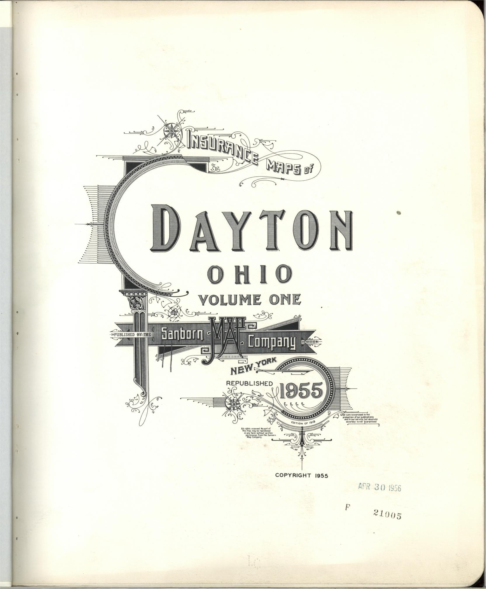 Sanborn Fire Insurance Map from Dayton, Montgomery County, Ohio (1955), Sheet #0001 - Complete Map Set gallery image, historic Sanborn map, vintage wall art, Ohio Ohio