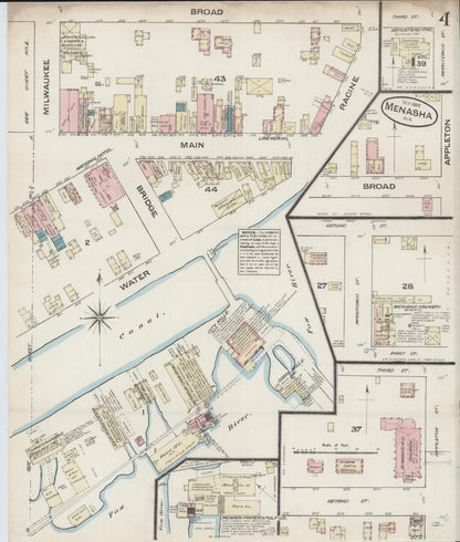Sanborn Fire Insurance Map from Menasha, Winnebago County, Wisconsin (1884), Sheet #0004 - Complete Map Set gallery image, historic Sanborn map, vintage wall art, Wisconsin Wisconsin