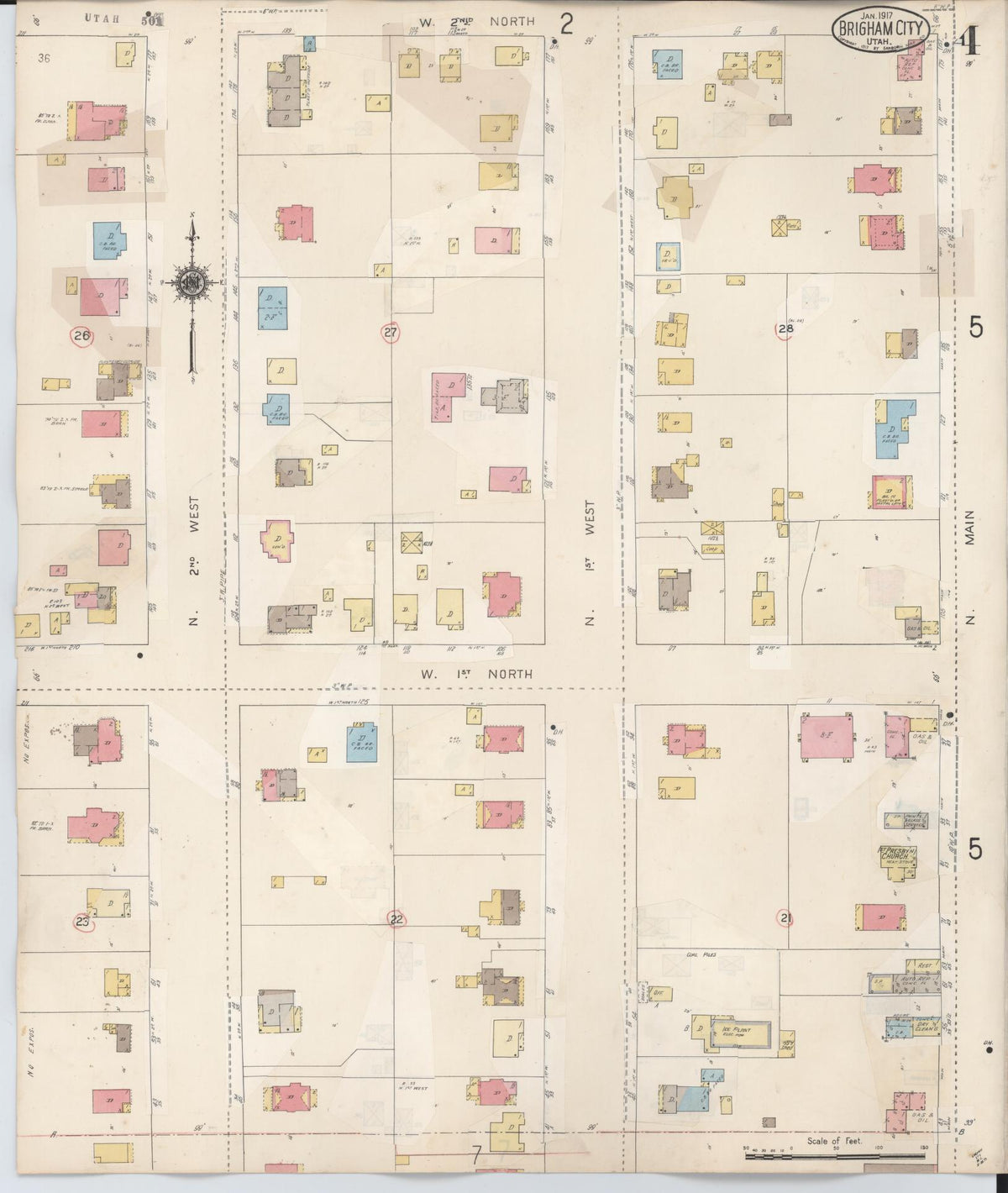 Sanborn Fire Insurance Map from Brigham City, Box Elder County, Utah (1949), Sheet #0004 - Historic Sanborn Fire Insurance Map Print, vintage old map wall art, antique decor, genealogy gift, Utah Utah map
