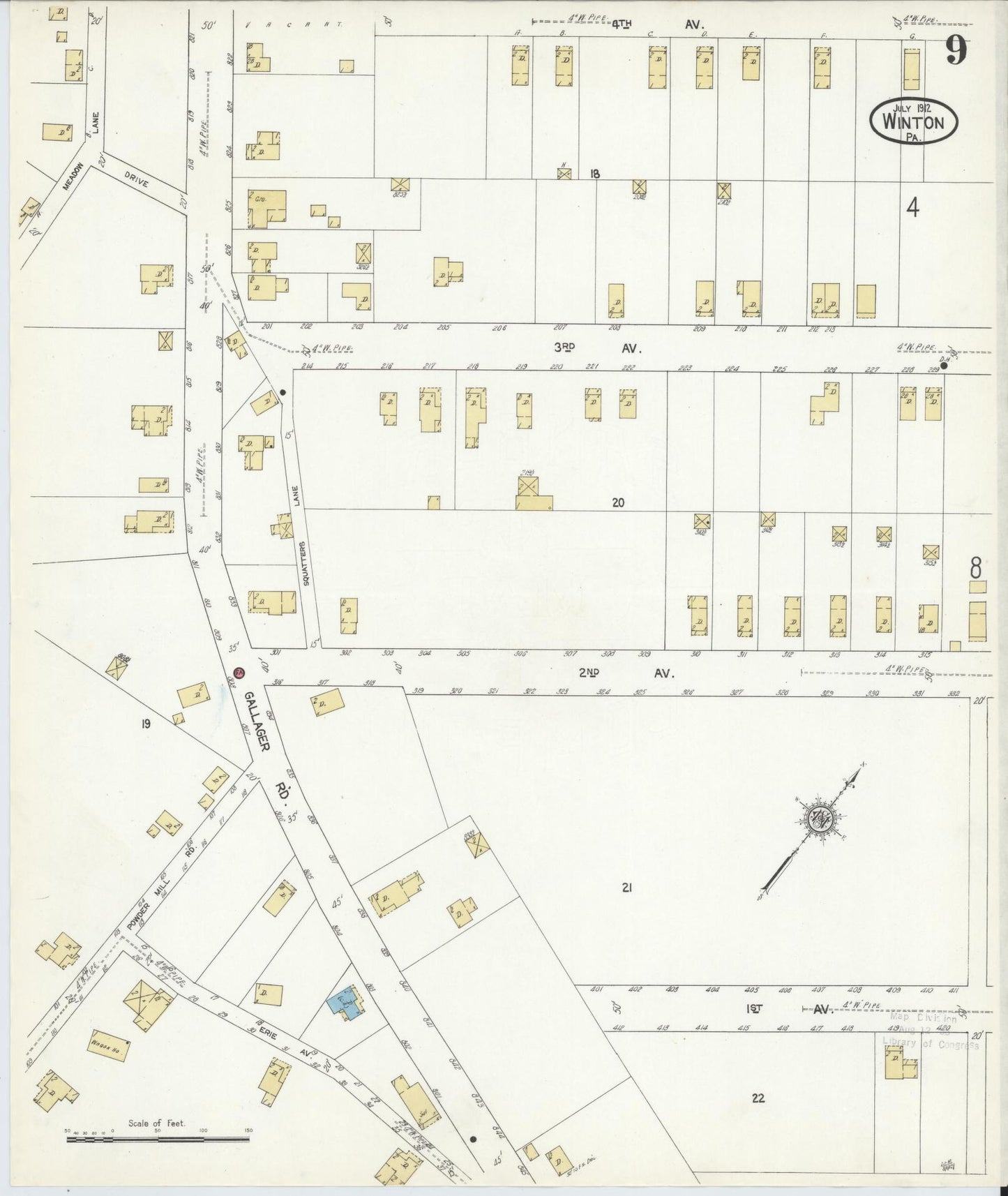 Sanborn Fire Insurance Map from Winton, Lackawanna County, Pennsylvania (1912), Sheet #0009 - Complete Map Set gallery image, historic Sanborn map, vintage wall art, Pennsylvania Pennsylvania