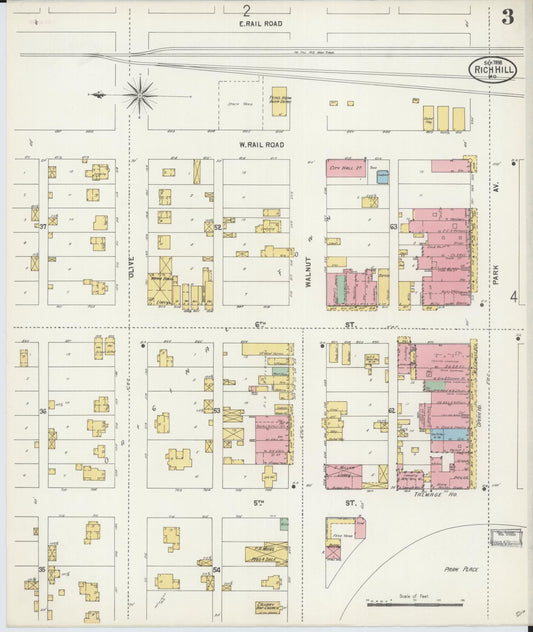 Sanborn Fire Insurance Map from Rich Hill, Bates County, Missouri (1898), Sheet #0003 - Historic Sanborn Fire Insurance Map Print, vintage old map wall art, antique decor, genealogy gift, Missouri Missouri map