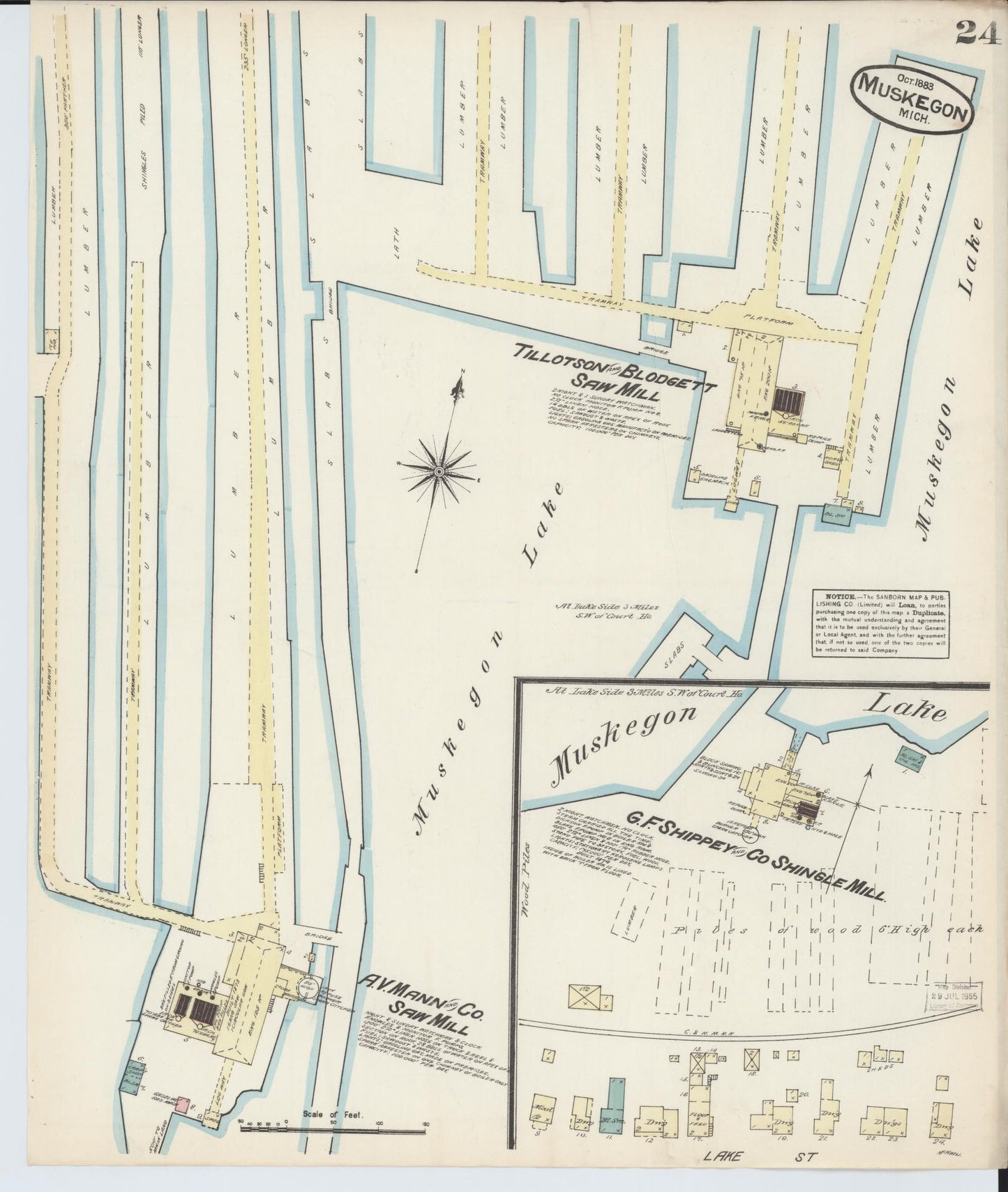 Sanborn Fire Insurance Map from Muskegon, Muskegon County, Michigan (1883), Sheet #0024 - Complete Map Set gallery image, historic Sanborn map, vintage wall art, Michigan Michigan