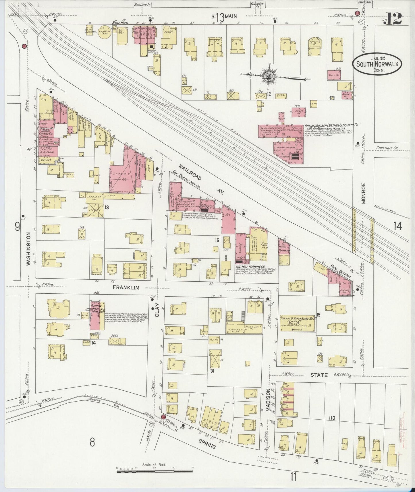 Sanborn Fire Insurance Map from South Norwalk, Fairfield County, Connecticut (1912), Sheet #0012 - Complete Map Set gallery image, historic Sanborn map, vintage wall art, Connecticut Connecticut