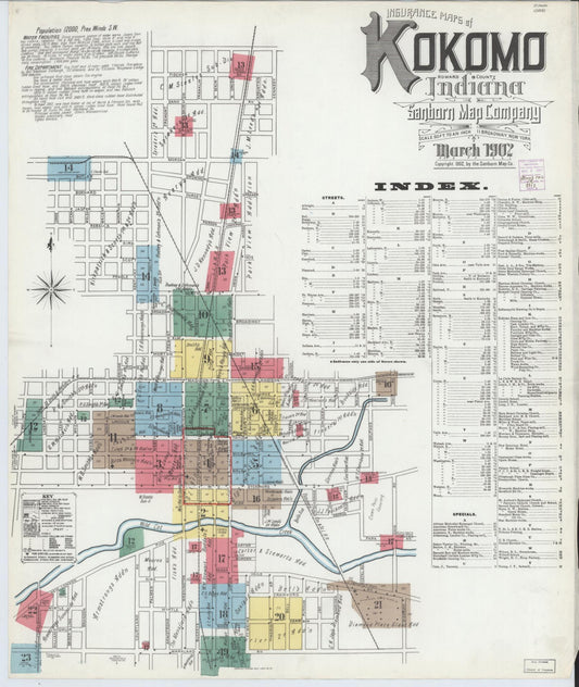 Sanborn Fire Insurance Map from Kokomo, Howard County, Indiana (1902), Sheet #0001 - Historic Sanborn Fire Insurance Map Print, vintage old map wall art, antique decor, genealogy gift, Indiana Indiana map