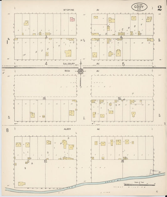 Sanborn Fire Insurance Map from Cody, Park County, Wyoming (1912), Sheet #0002 - Historic Sanborn Fire Insurance Map Print, vintage old map wall art, antique decor, genealogy gift, Wyoming Wyoming map