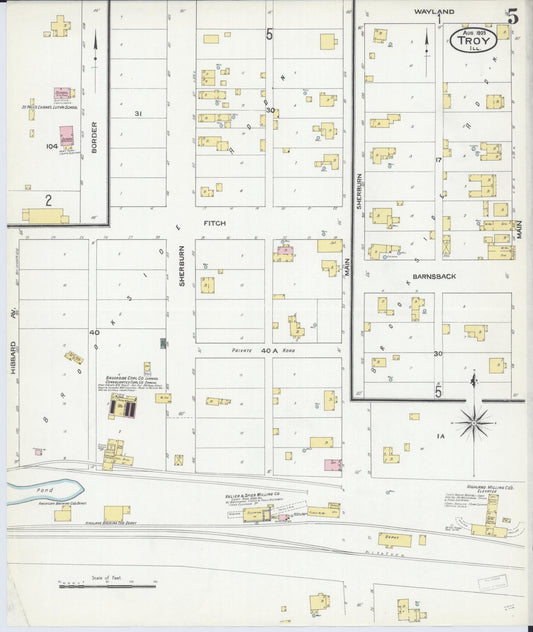 Sanborn Fire Insurance Map from Troy, Madison County, Illinois (1909), Sheet #0005 - Historic Sanborn Fire Insurance Map Print, vintage old map wall art, antique decor, genealogy gift, Illinois Illinois map
