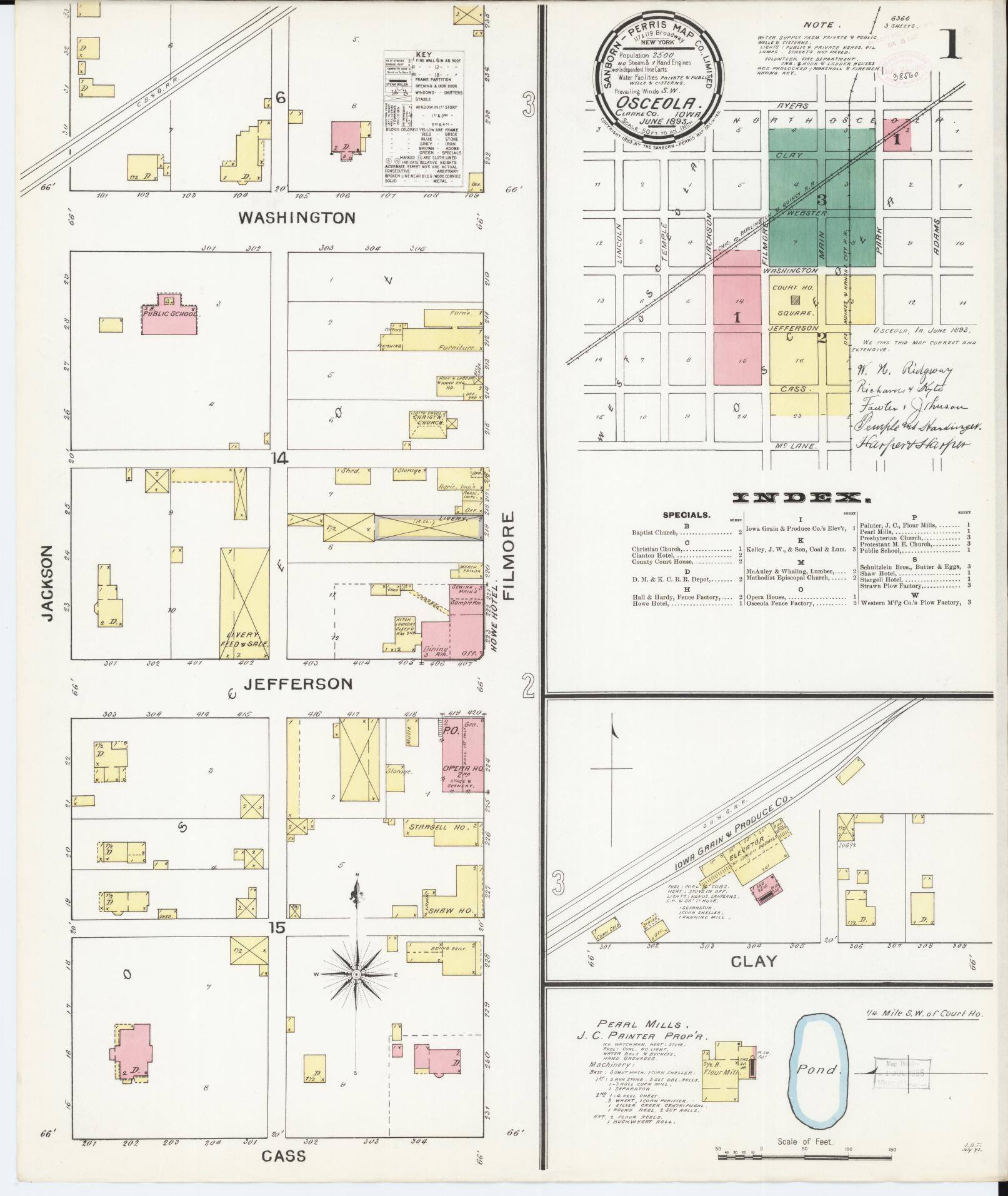 Sanborn Fire Insurance Map from Osceola, Clarke County, Iowa (1893), Sheet #0001 - Historic Sanborn Fire Insurance Map Print