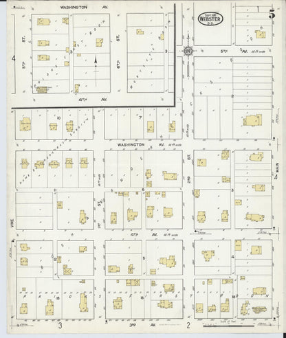 Sanborn Fire Insurance Map from Webster, Day County, South Dakota (1916), Sheet #0005 - Complete Map Set gallery image, historic Sanborn map, vintage wall art, South Dakota South Dakota