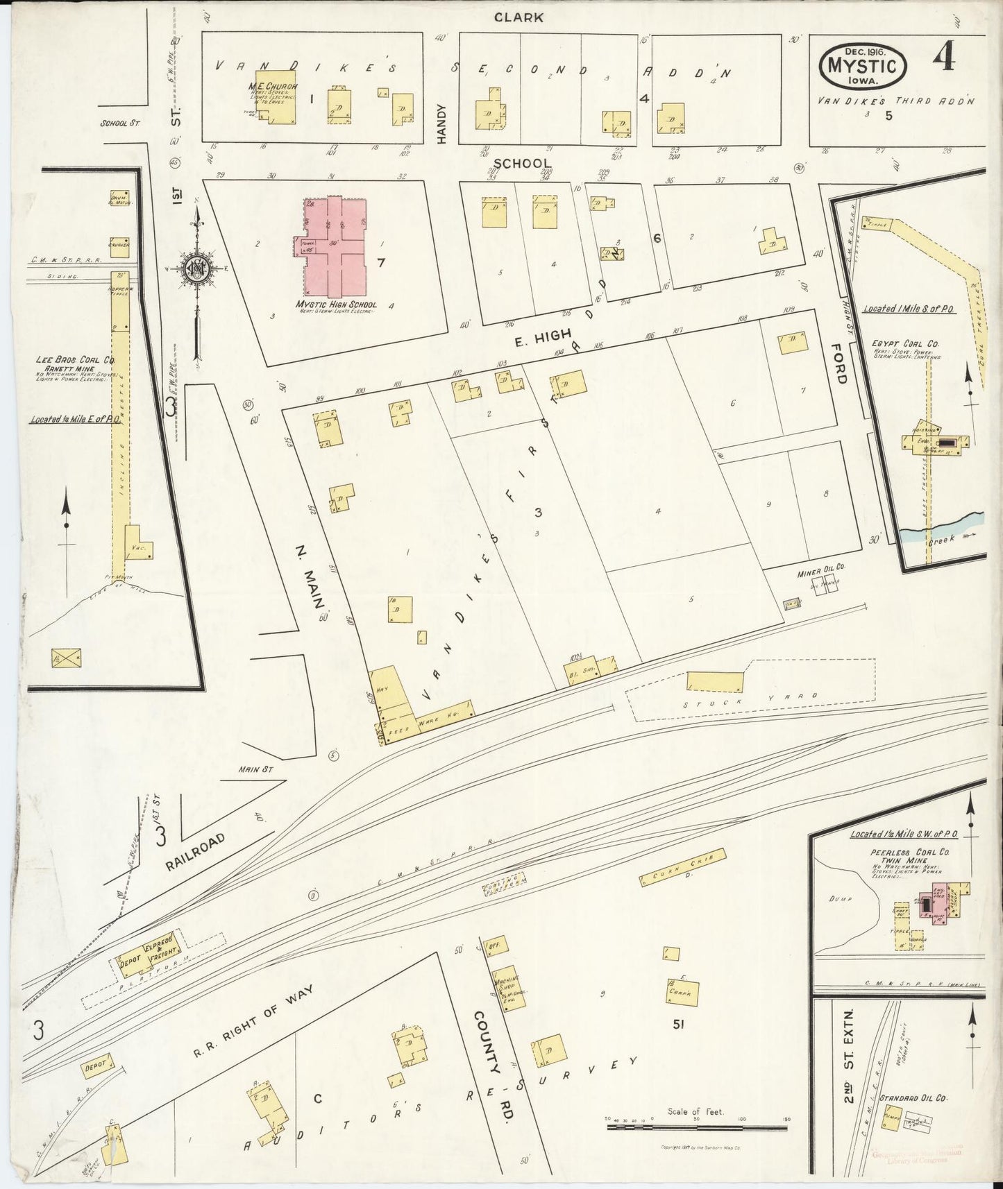 Sanborn Fire Insurance Map from Mystic, Appanoose County, Iowa (1916), Sheet #0004 - Historic Sanborn Fire Insurance Map Print