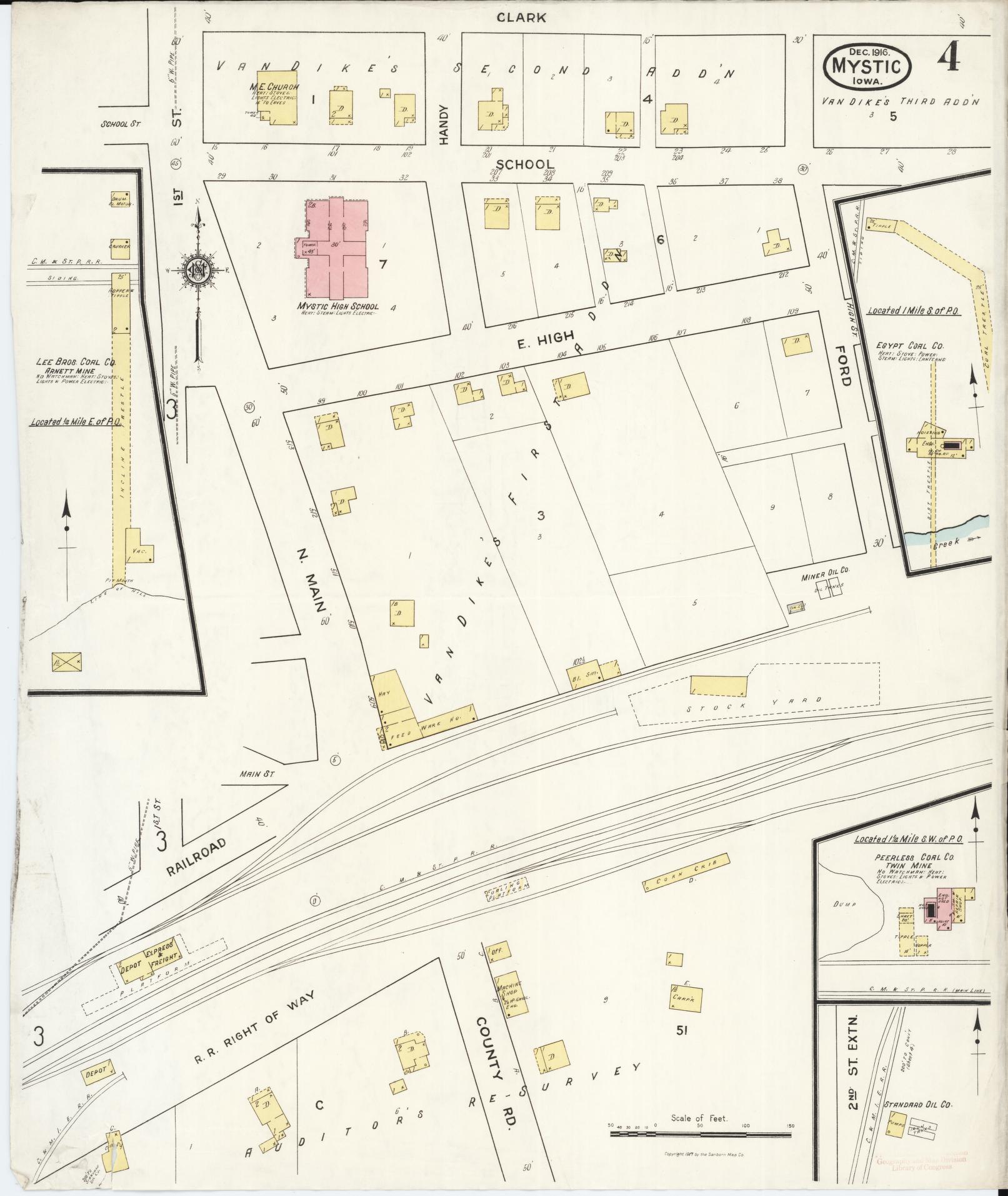 Sanborn Fire Insurance Map from Mystic, Appanoose County, Iowa (1916), Sheet #0004 - Historic Sanborn Fire Insurance Map Print