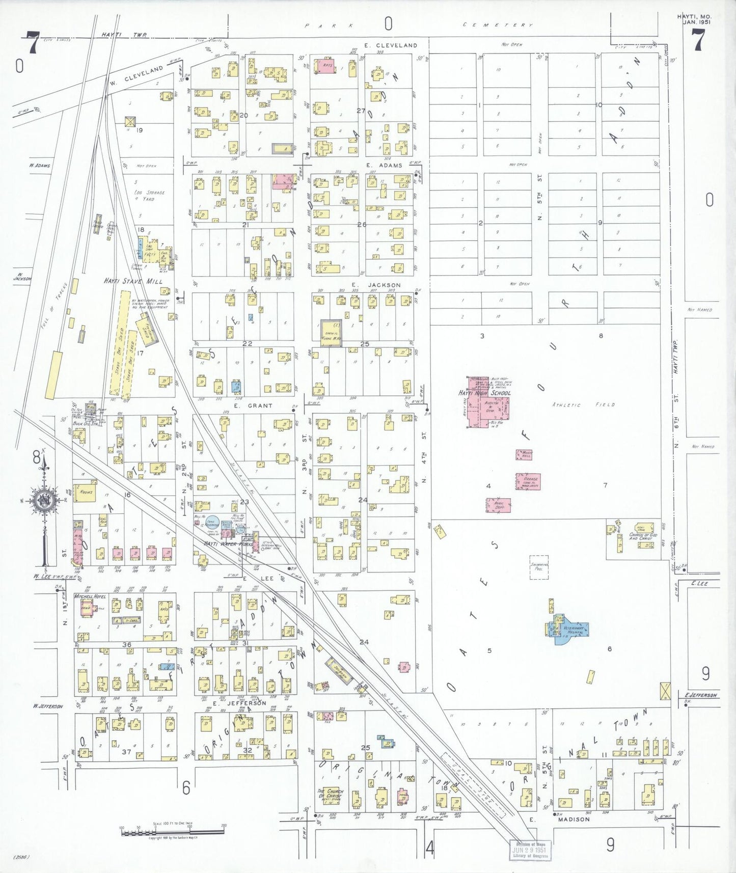 Sanborn Fire Insurance Map from Hayti, Pemiscot County, Missouri (1951), Sheet #0007 - Complete Map Set gallery image, historic Sanborn map, vintage wall art, Missouri Missouri