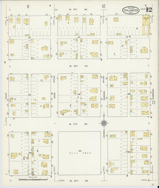 Sanborn Fire Insurance Map from Stillwater, Payne County, Oklahoma (1913), Sheet #0012 - Historic Sanborn Fire Insurance Map Print, vintage old map wall art, antique decor, genealogy gift, Oklahoma Oklahoma map