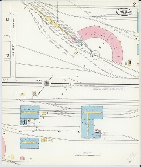 Sanborn Fire Insurance Map from Grand Island, Hall County, Nebraska (1909), Sheet #0002 - Historic Sanborn Fire Insurance Map Print, vintage old map wall art, antique decor, genealogy gift, Nebraska Nebraska map