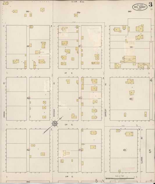 Sanborn Fire Insurance Map from Big Sandy, Chouteau County, Montana (1929), Sheet #0003 - Historic Sanborn Fire Insurance Map Print, vintage old map wall art, antique decor, genealogy gift, Montana Montana map