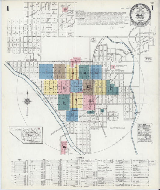 Sanborn Fire Insurance Map from Miami, Ottawa County, Oklahoma (1924), Sheet #0001 - Historic Sanborn Fire Insurance Map Print, vintage old map wall art, antique decor, genealogy gift, Oklahoma Oklahoma map