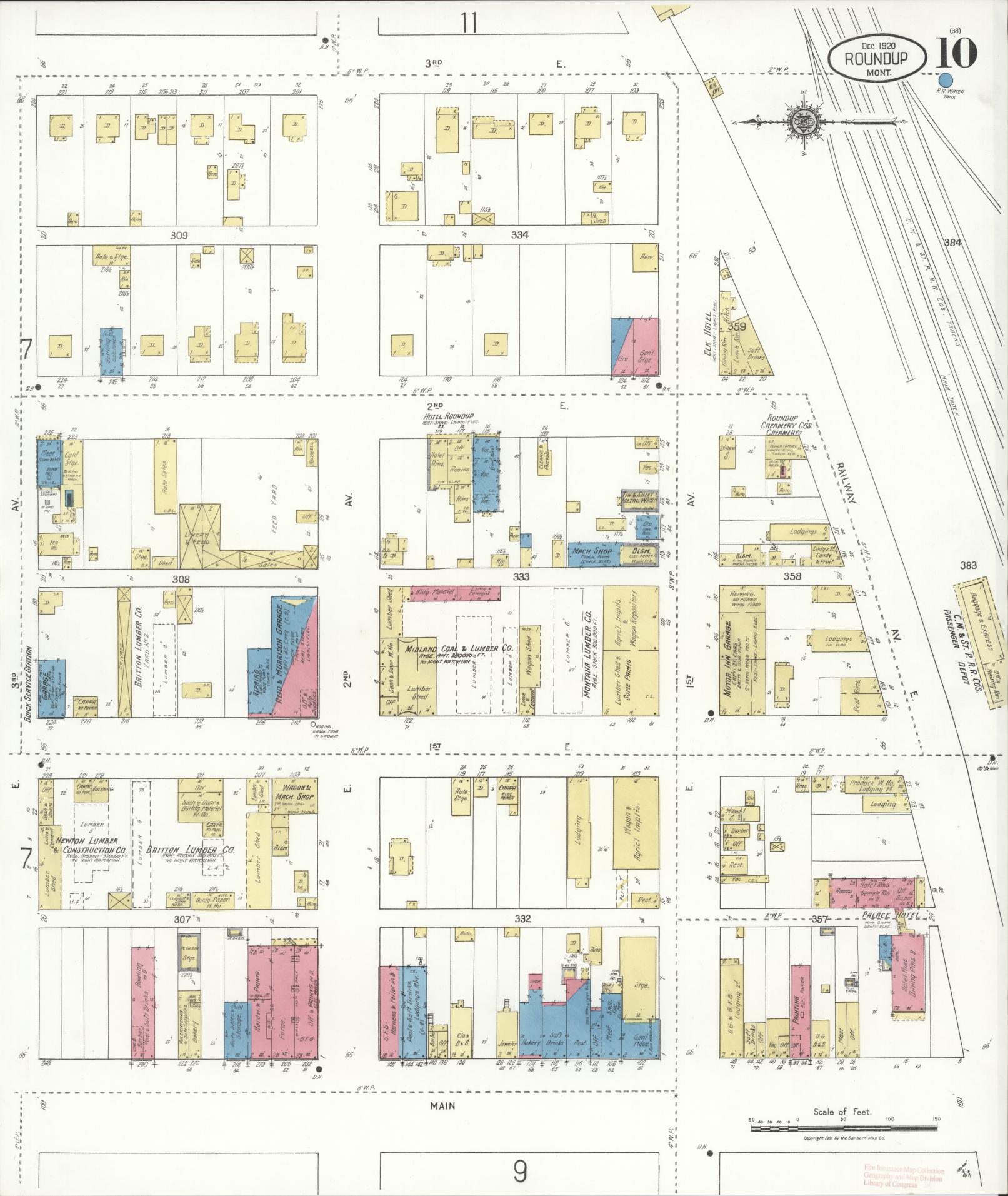 Sanborn Fire Insurance Map from Roundup, Musselshell County, Montana (1920), Sheet #0010 - Historic Sanborn Fire Insurance Map Print, vintage old map wall art, antique decor, genealogy gift, Montana Montana map