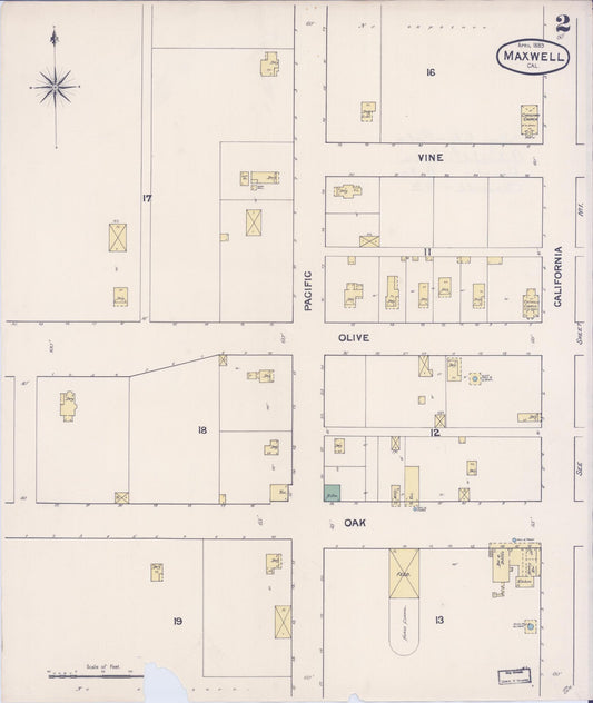 Sanborn Fire Insurance Map from Maxwell, Colusa County, California (1889), Sheet #0002 - Historic Sanborn Fire Insurance Map Print, vintage old map wall art, antique decor, genealogy gift, California California map