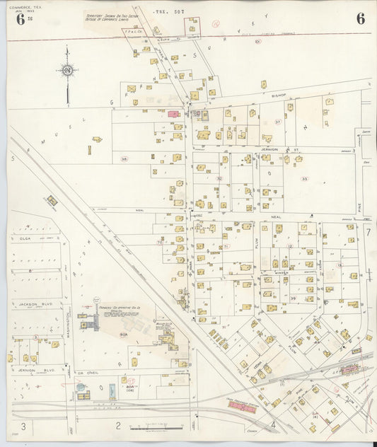 Sanborn Fire Insurance Map from Commerce, Hunt County, Texas (1940), Sheet #0006 - Historic Sanborn Fire Insurance Map Print, vintage old map wall art, antique decor, genealogy gift, Texas Texas map