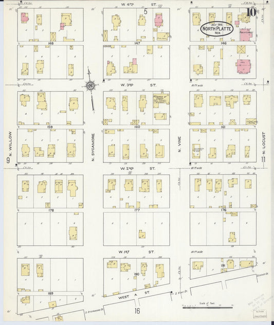 Sanborn Fire Insurance Map from North Platte, Lincoln County, Nebraska (1915), Sheet #0010 - Historic Sanborn Fire Insurance Map Print, vintage old map wall art, antique decor, genealogy gift, Nebraska Nebraska map