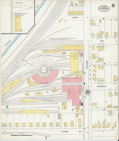 Sanborn Fire Insurance Map from Corning, Steuben County, New York (1903), Sheet #0008 - Complete Map Set gallery image, historic Sanborn map, vintage wall art, New York New York
