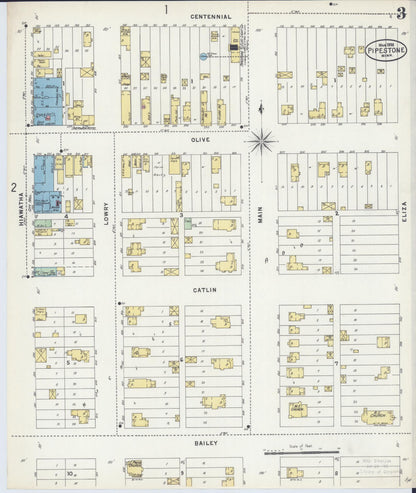 Sanborn Fire Insurance Map from Pipestone, Pipestone County, Minnesota (1898), Sheet #0003 - Historic Sanborn Fire Insurance Map Print, vintage old map wall art, antique decor, genealogy gift, Minnesota Minnesota map