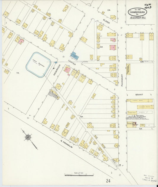 Sanborn Fire Insurance Map from Chambersburg, Franklin County, Pennsylvania (1910), Sheet #0025 - Historic Sanborn Fire Insurance Map Print, vintage old map wall art, antique decor, genealogy gift, Pennsylvania Pennsylvania map
