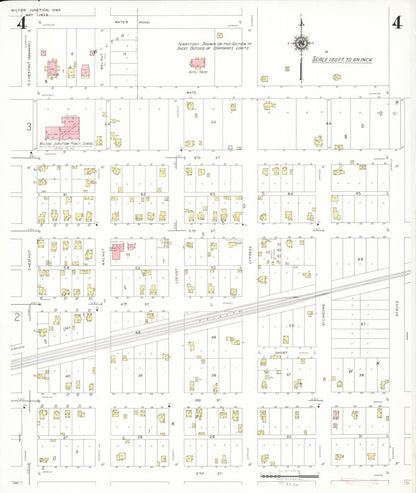 Sanborn Fire Insurance Map from Wilton Junction, Muscatine County, Iowa (1939), Sheet #0004 - Historic Sanborn Fire Insurance Map Print, vintage old map wall art
