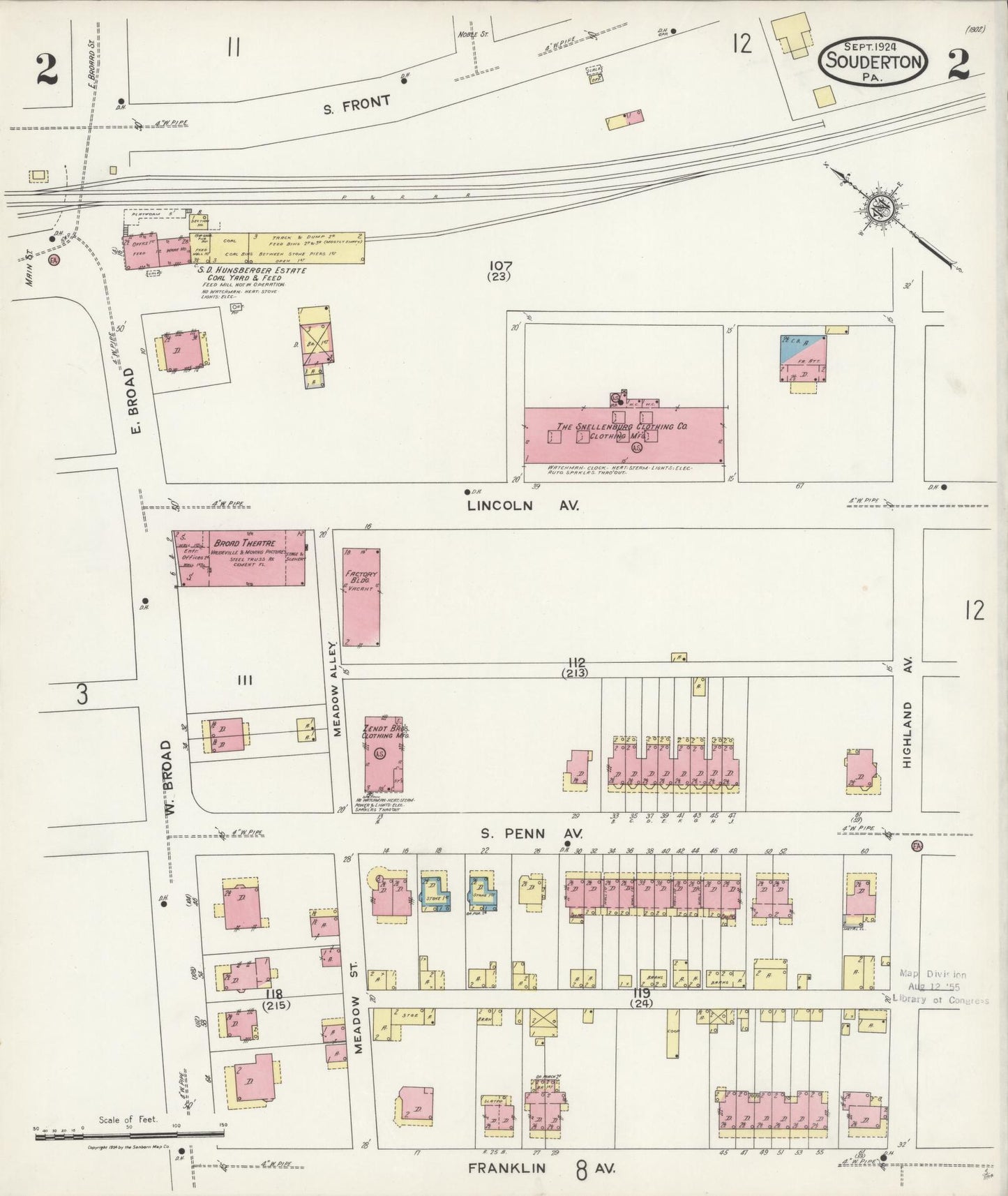 Sanborn Fire Insurance Map from Souderton, Montgomery County, Pennsylvania (1924), Sheet #0002 - Complete Map Set gallery image, historic Sanborn map, vintage wall art, Pennsylvania Pennsylvania