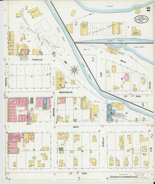 Sanborn Fire Insurance Map from Lake City, Wabasha County, Minnesota (1900), Sheet #0002 - Historic Sanborn Fire Insurance Map Print, vintage old map wall art, antique decor, genealogy gift, Minnesota Minnesota map