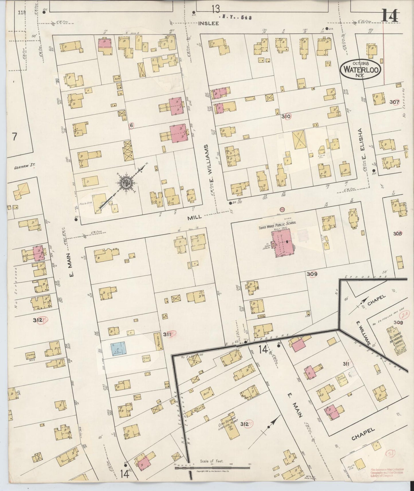 Sanborn Fire Insurance Map from Waterloo, Seneca County, New York (1948), Sheet #0014 - Complete Map Set gallery image, historic Sanborn map, vintage wall art, New York New York